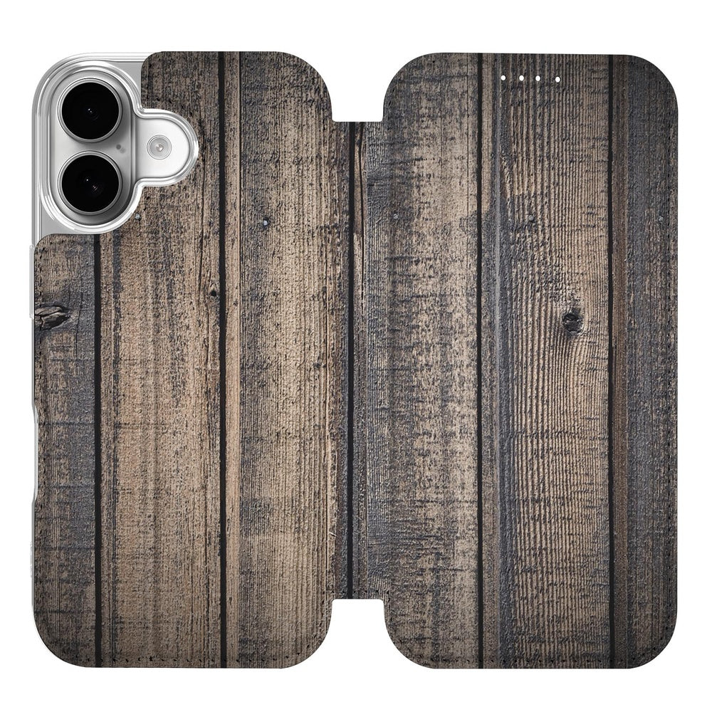 Standcase Hoesje Apple iPhone 17 Steigerhout design houtlook vooraanzicht