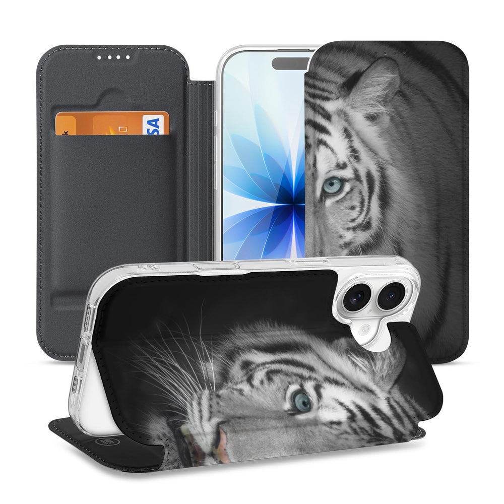 Stand Case Hoesje Apple iPhone 17 Tijger voorkant zijaanzicht tijgerprint opening