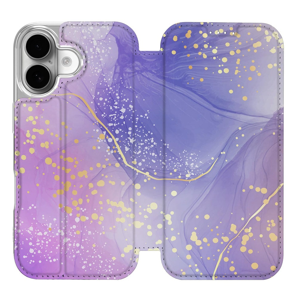 Apple iPhone 17 Telefoonhoesje met pashouder Watercolor Paars design Book Case voorkant
