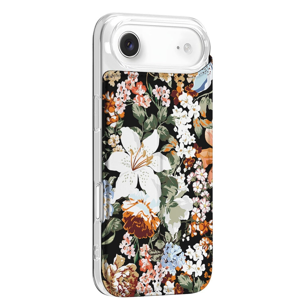 Apple iPhone Air Flip Style Cover Dark Flowers zijaanzicht