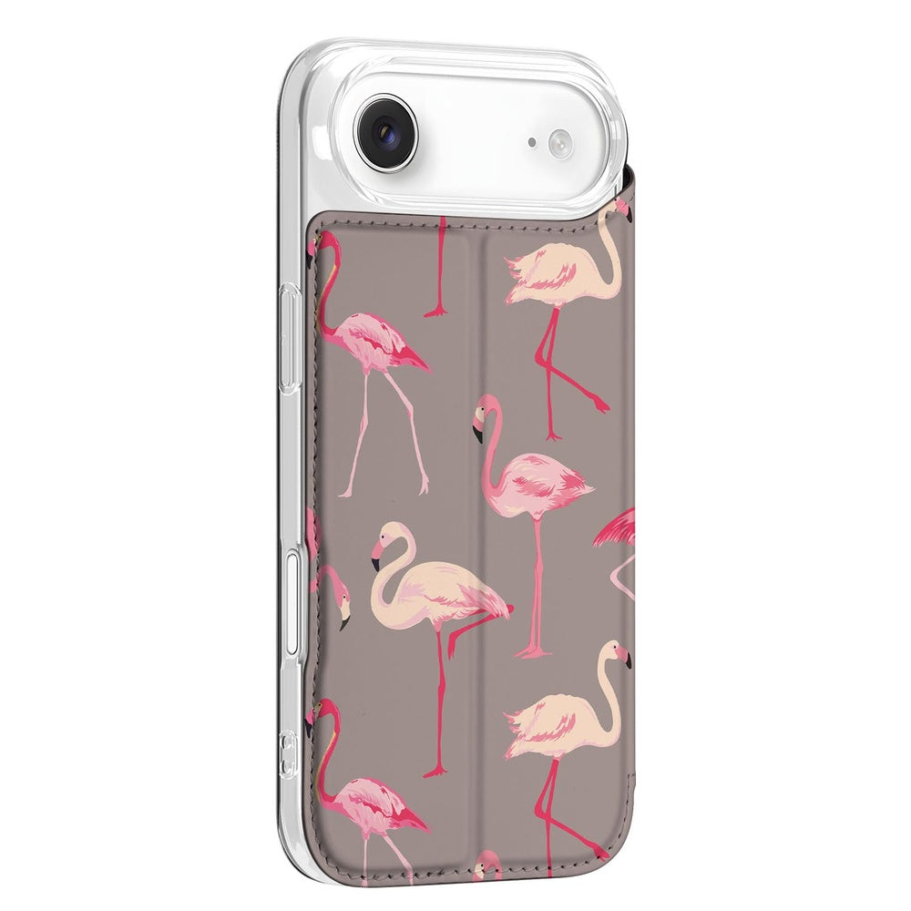 Apple iPhone Air Flip Style Cover Flamingo hoesje flamingo design zijaanzicht
