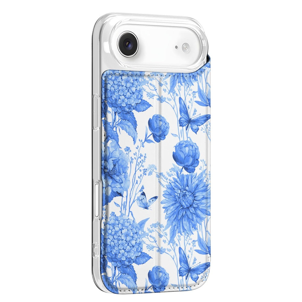Apple iPhone Air Smart Cover Hoesje Flowers Blue bloemen ontwerp zijaanzicht