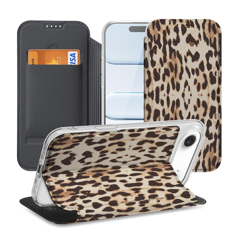 Apple iPhone Air Telefoonhoesje Leopard design standcase aanzicht