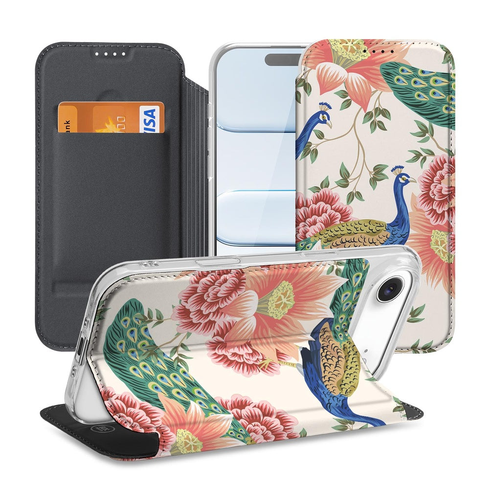 Apple iPhone Air Bookcase Pink Peacock standcase voorzijde