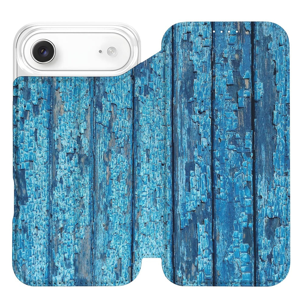 iPhone Air Book Wallet Case Wood Blue boek hoesje blauw hout aanzicht