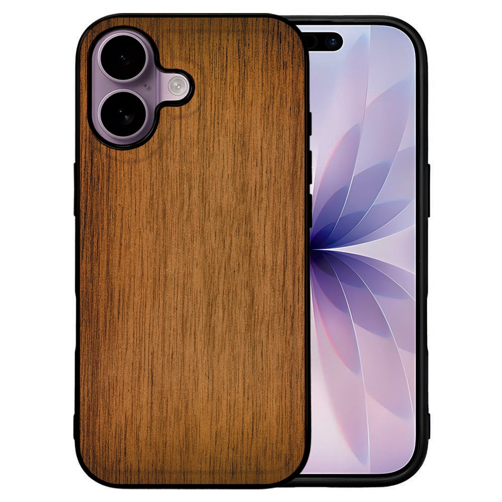 Hoesje Apple iPhone 17 Backcover Donker Hout donker hout achterkant zwart TPU aanzicht