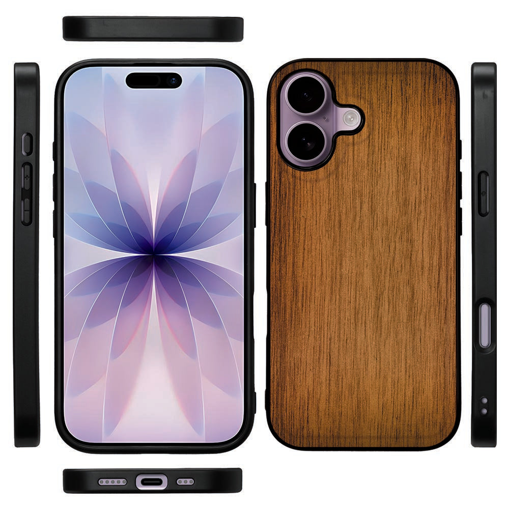 Hoesje Apple iPhone 17 Backcover Donker Hout donker hout achterkant aanzicht