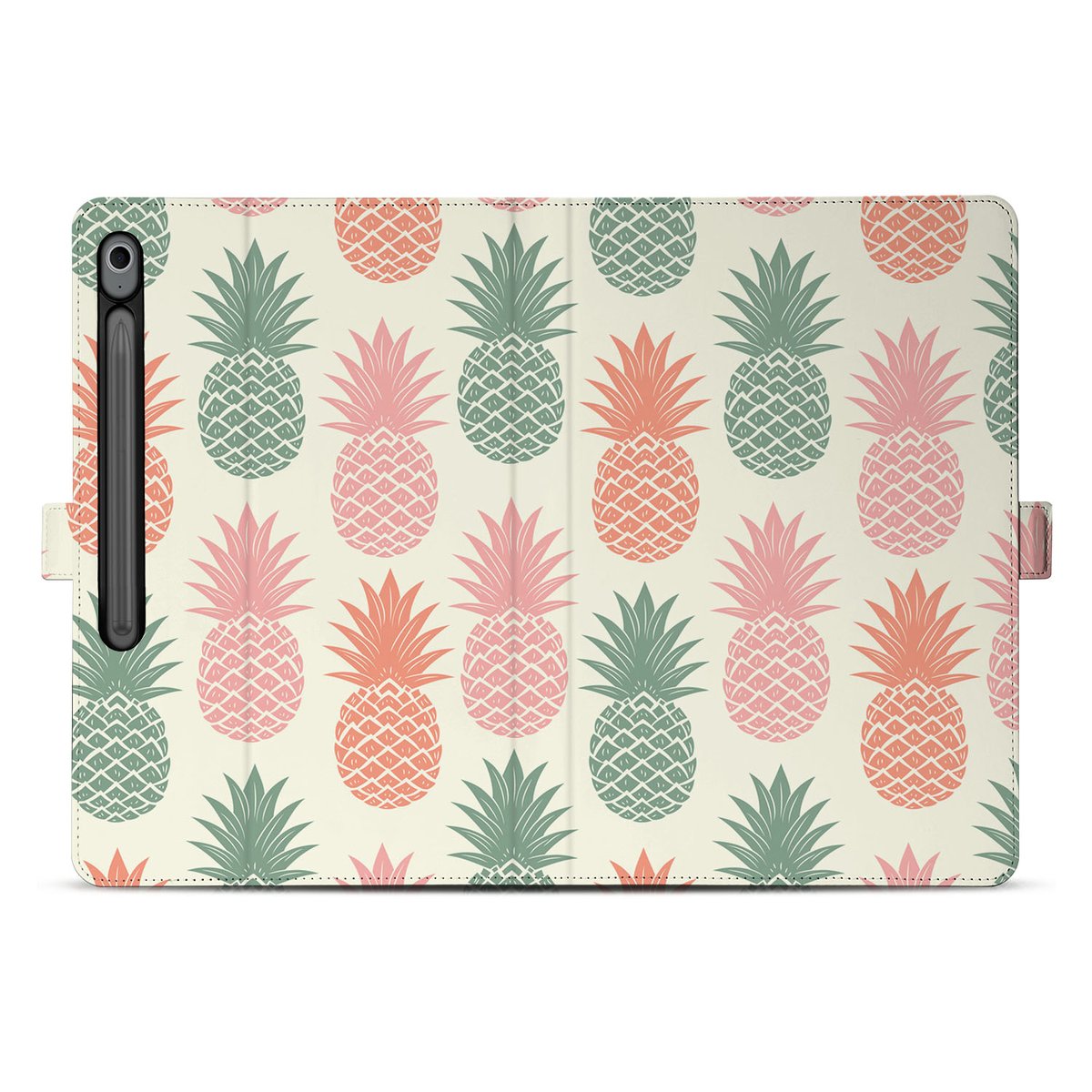 Ananas Book Case Hoesje met Standaard Samsung Galaxy Tab S10 FE Plus ananas patroon voorkant