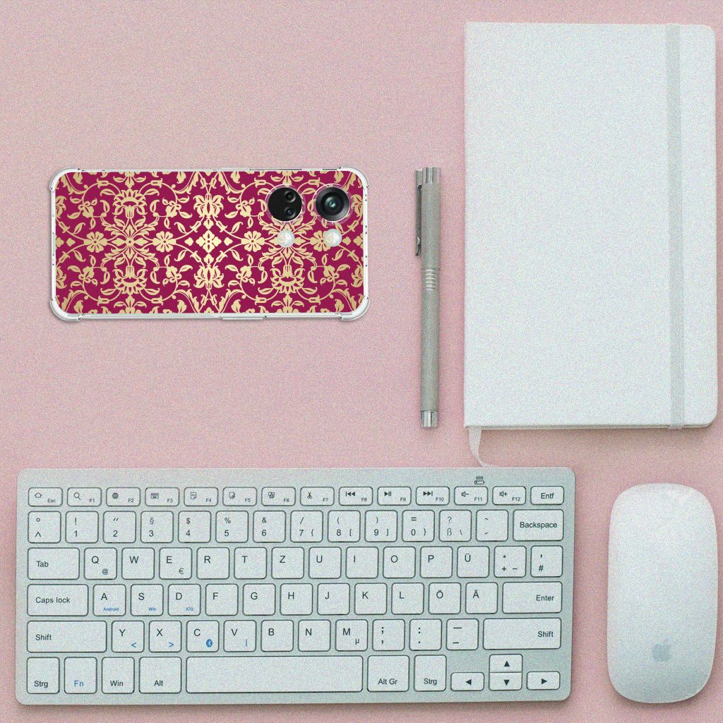 OnePlus Nord 3 Anti Shock Case Barok Pink design smartphone bovenaanzicht