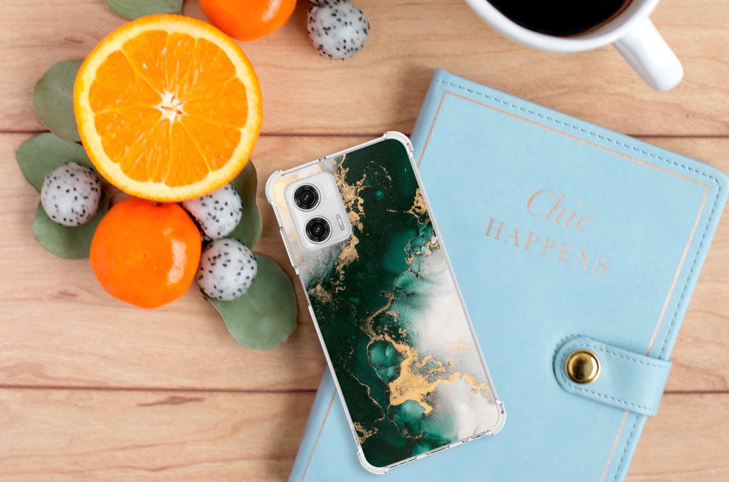 Anti-Shock Hoesje voor Motorola Moto G73 Marmer Groen B2C Telecom