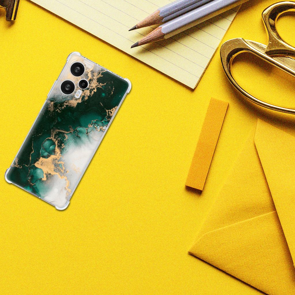 Xiaomi Poco F5 Anti-Shock Hoesje Marmer Groen bovenaanzicht