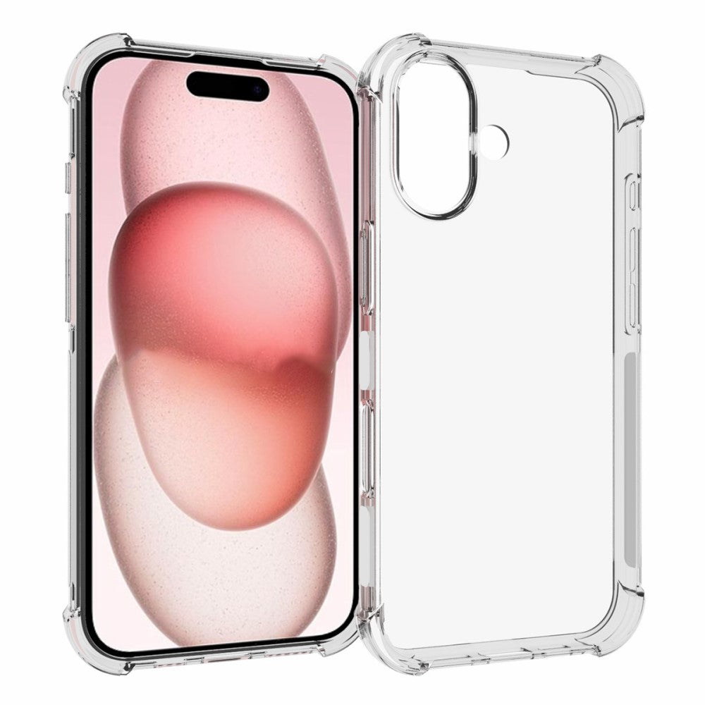 Apple iPhone 16 Anti-shock Back Cover voor de iPhone 16 Transparant design transparant aanzicht voorkant