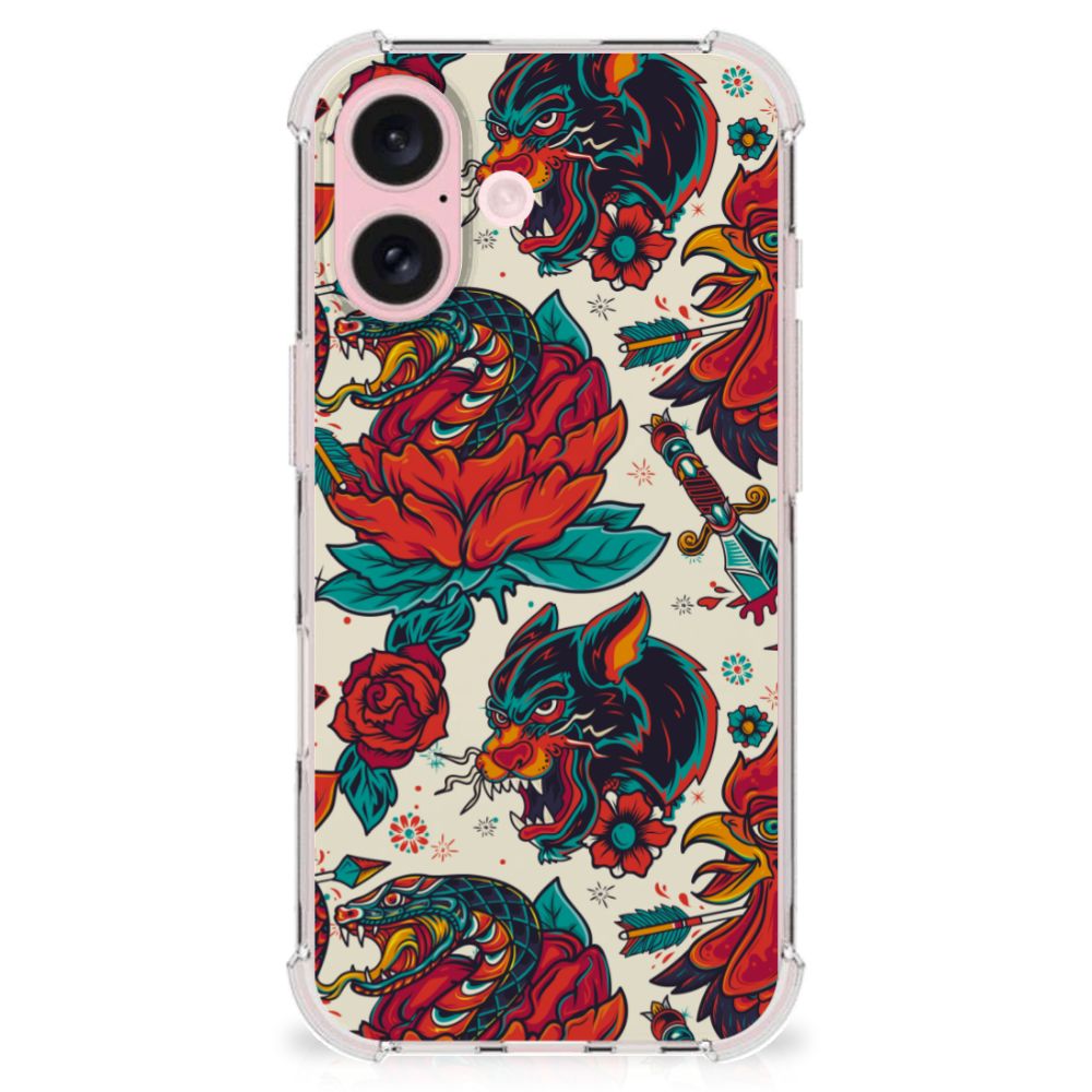 iPhone 16 Anti-shock Hoesje met foto Old Skool tattoo design voorkant