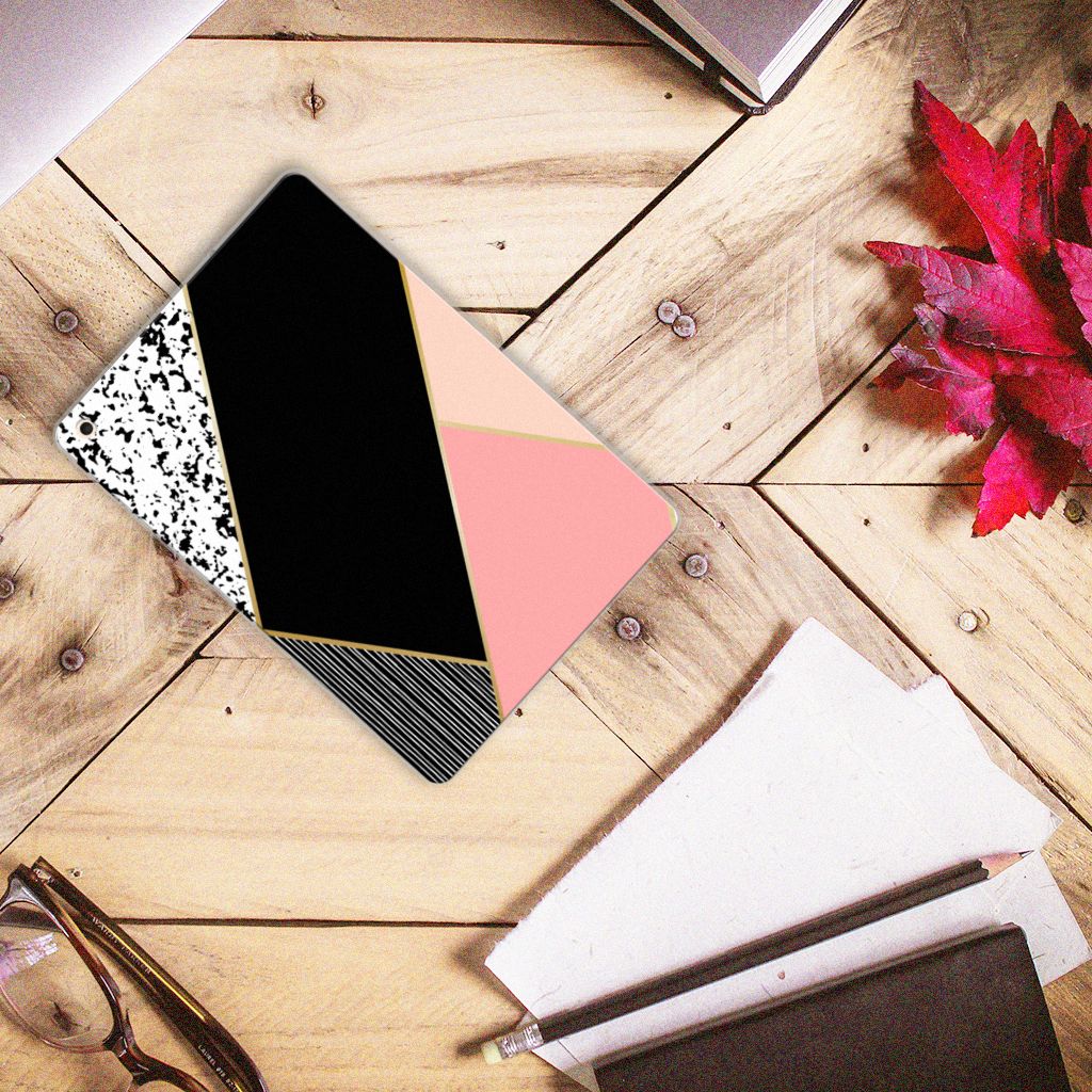 Apple iPad 10.2 | iPad 10.2 (2020) | 10.2 (2021) Back Cover Zwart Roze Vormen