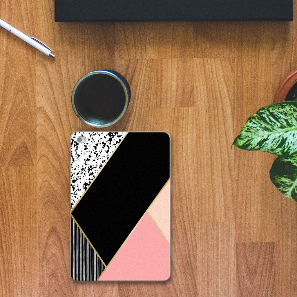 Apple iPad Mini 4 | Mini 5 (2019) Back Cover Zwart Roze Vormen