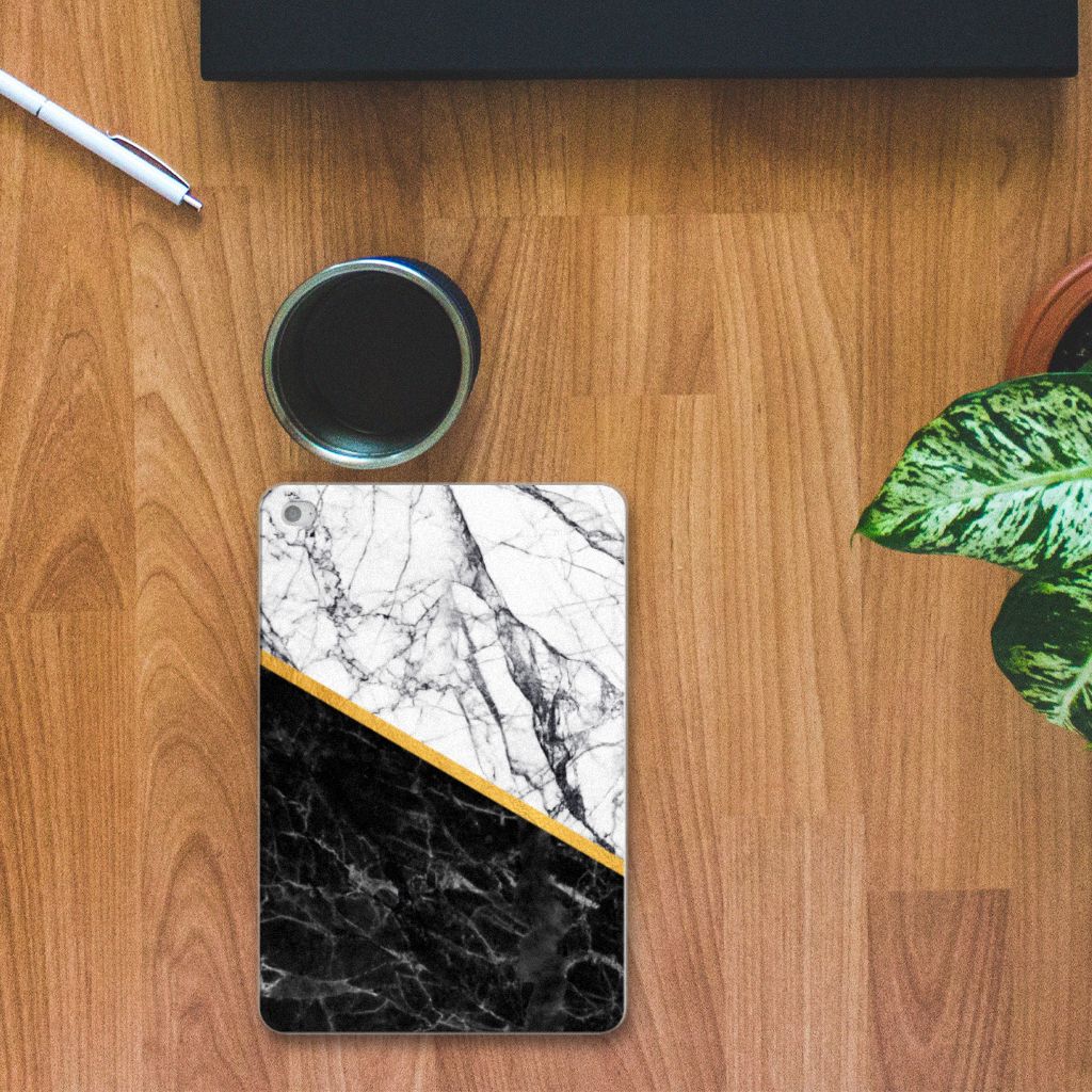 Apple iPad Mini 4 | Mini 5 (2019) Tablet Back Cover Marmer Wit Zwart - Origineel Cadeau Man
