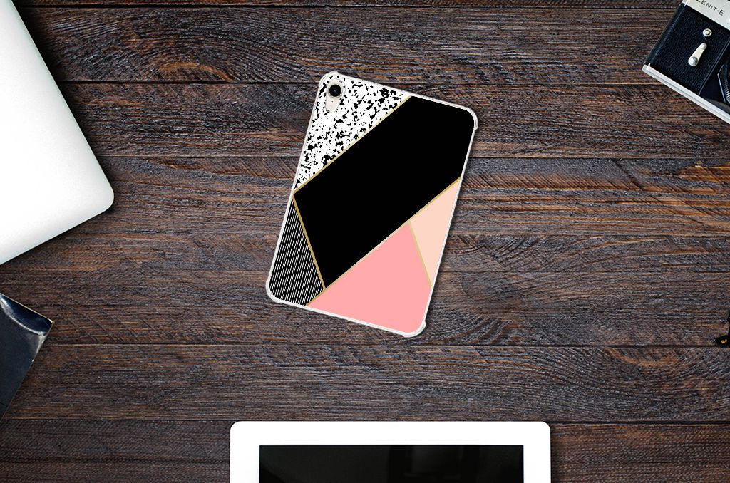 Apple iPad mini 6 (2021) Back Cover Zwart Roze Vormen - B2C Telecom
