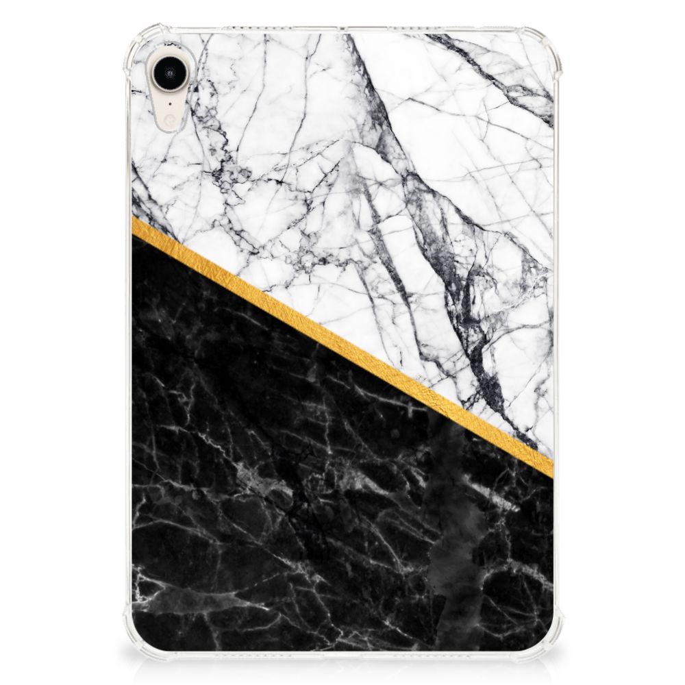 Apple iPad mini 6 (2021) Tablet Back Cover Marmer Wit Zwart - Origineel Cadeau Man - B2C Telecom