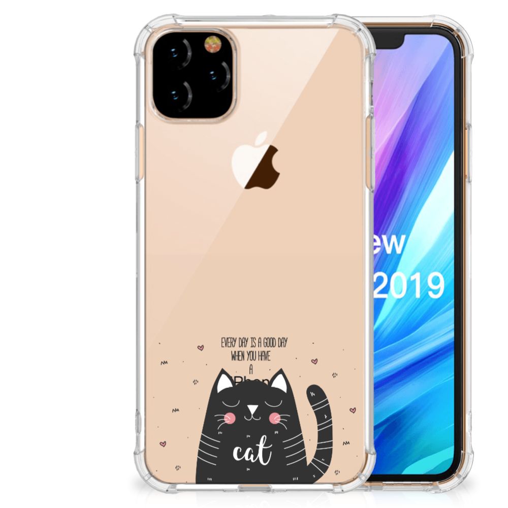 Apple iPhone 11 Pro Max Stevig Bumper Hoesje Cat Good Day voorkant