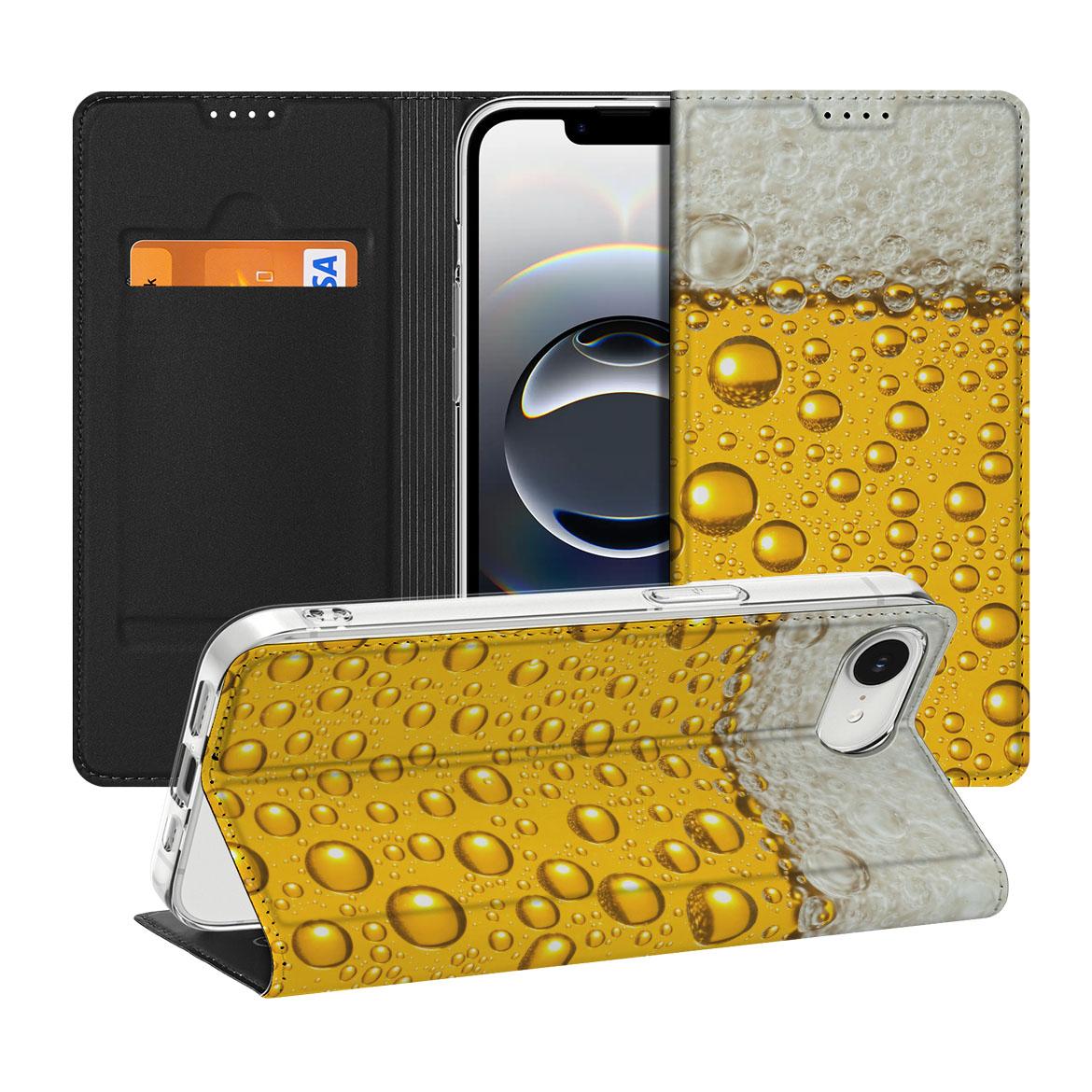 Apple iPhone 16e Flip Style Cover Bier bierprint voorkant achterkant
