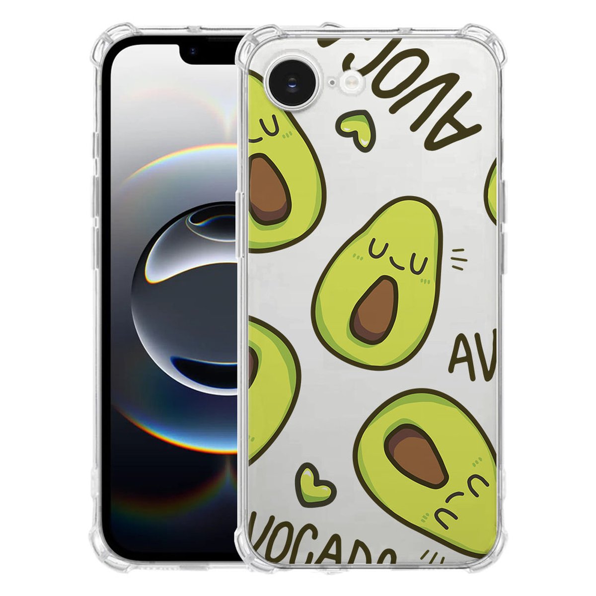 Apple iPhone 16e Hoesje - Avocado Singing TPU Antishock avocado design voorkant