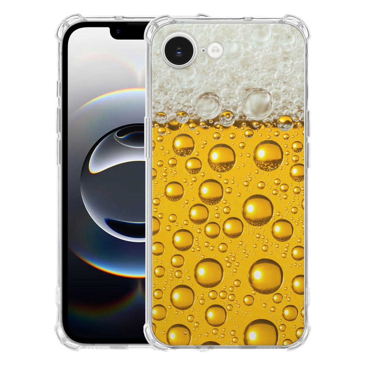 Apple iPhone 16e Hoesje - Bier TPU Antishock bier design achterkant