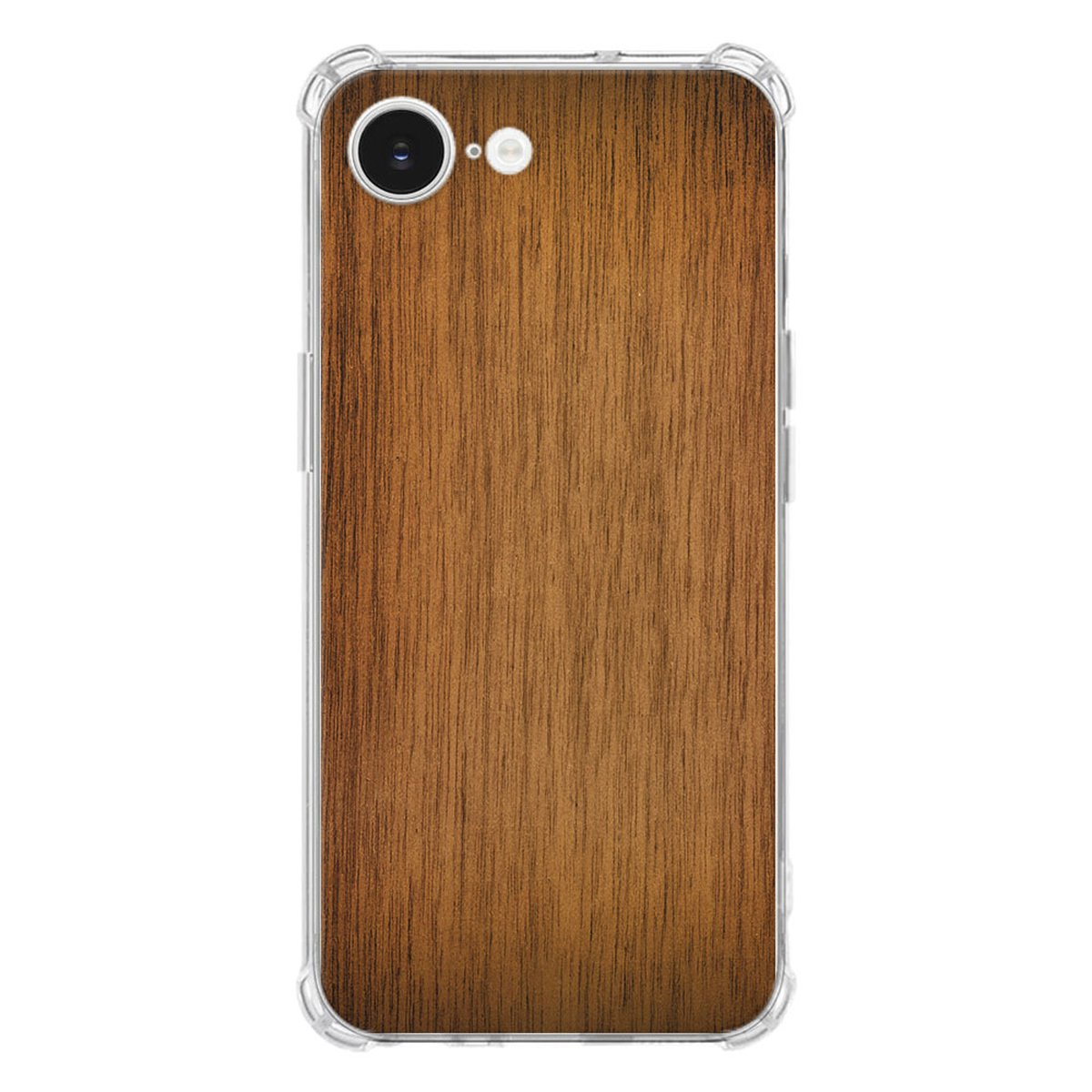 Apple iPhone 16e Hoesje - Donker Hout TPU Antishock achterkant bruin hout transparant