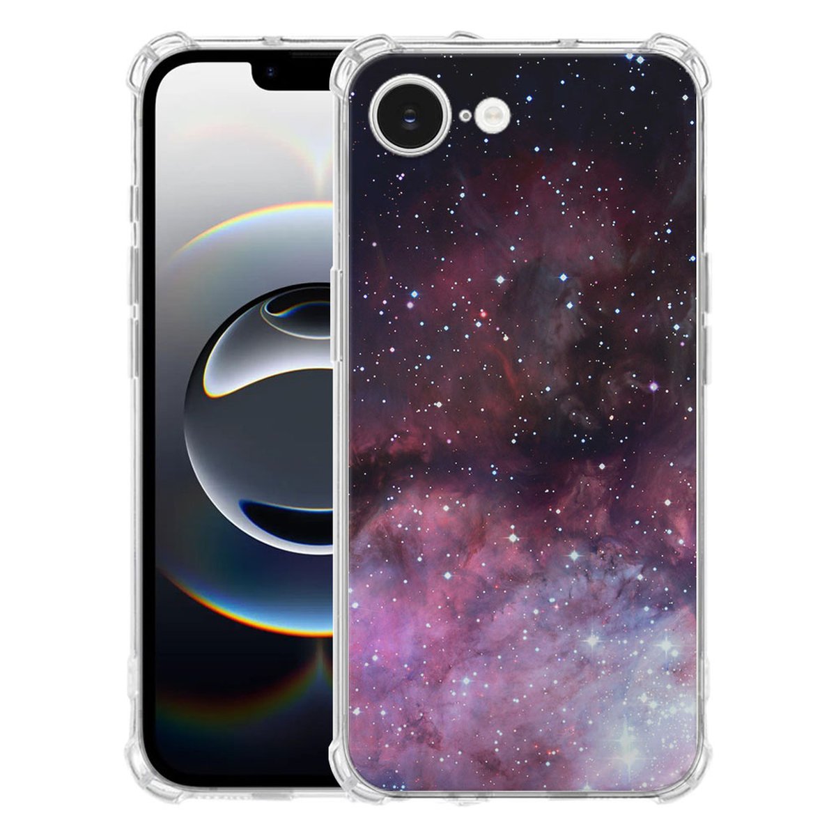 Apple iPhone 16e Hoesje - Galaxy TPU Antishock design sterren nacht aanzicht