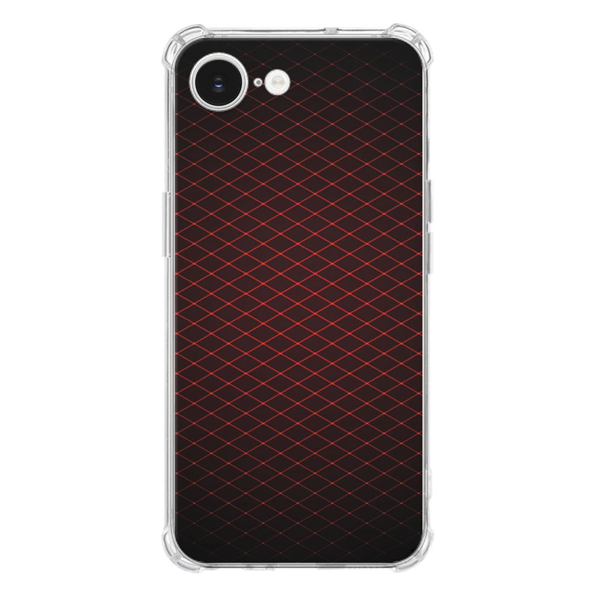 Apple iPhone 16e Hoesje - Geruit Rood TPU Antishock achterkant design zwart rood