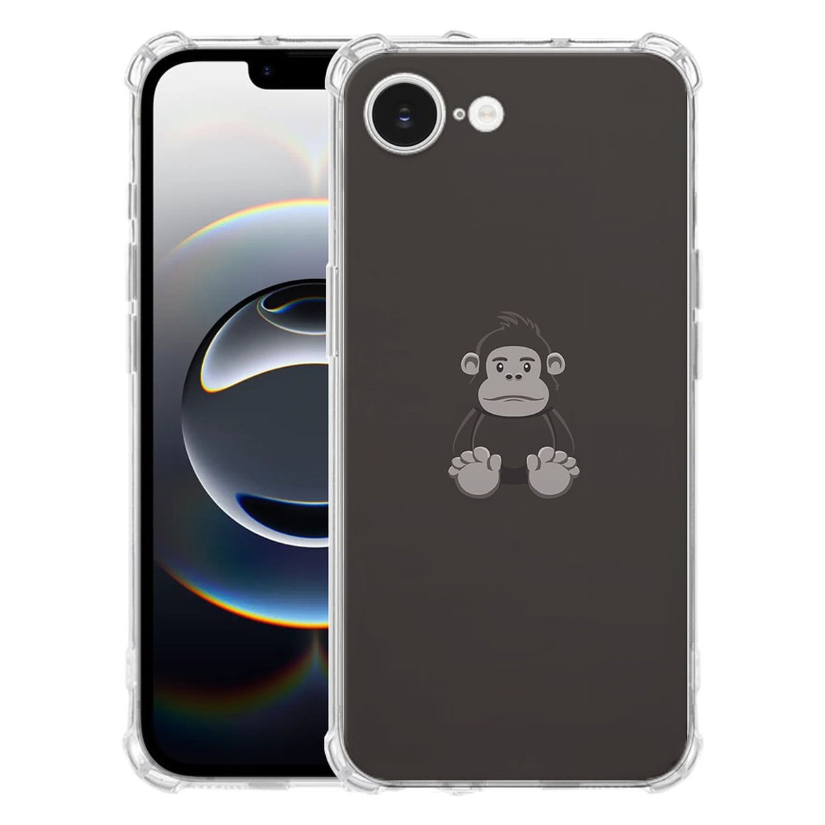 Apple iPhone 16e Hoesje - Gorilla TPU Antishock achterkant transparant gorilla logo