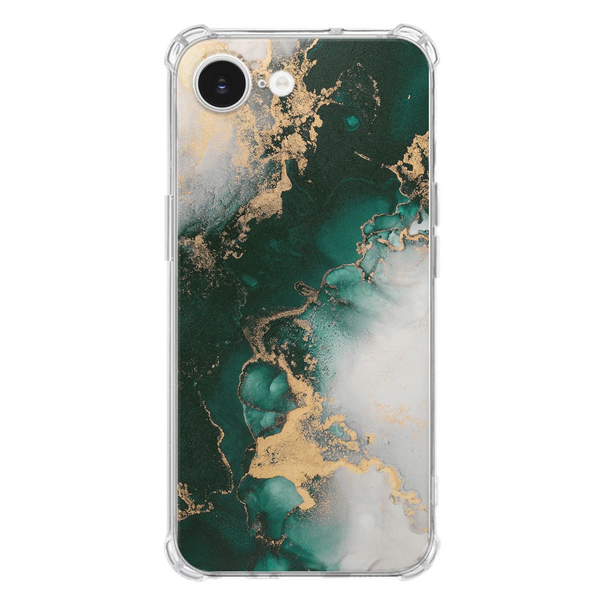 Apple iPhone 16e Hoesje Marmer Groen TPU Antishock design marmer groen aanzicht