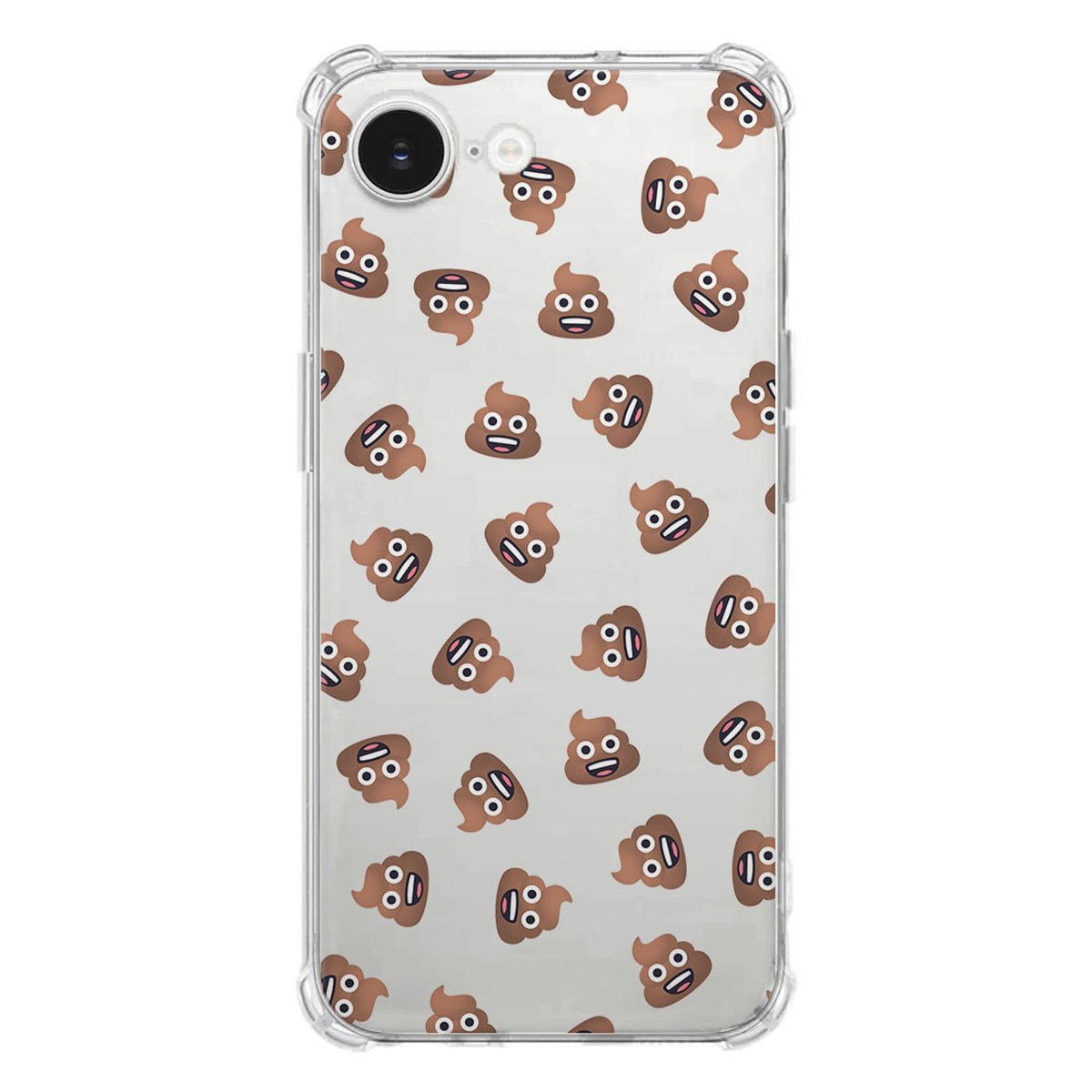 Apple iPhone 16e Hoesje - Poep Emojis TPU Antishock transparant hoesje poep emoji design achterkant