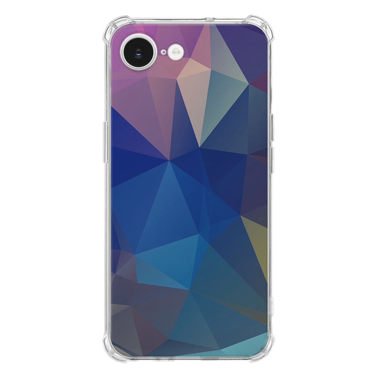 Apple iPhone 16e Hoesje - Polygon Dark TPU Antishock hoesje geometrisch ontwerp achterkant
