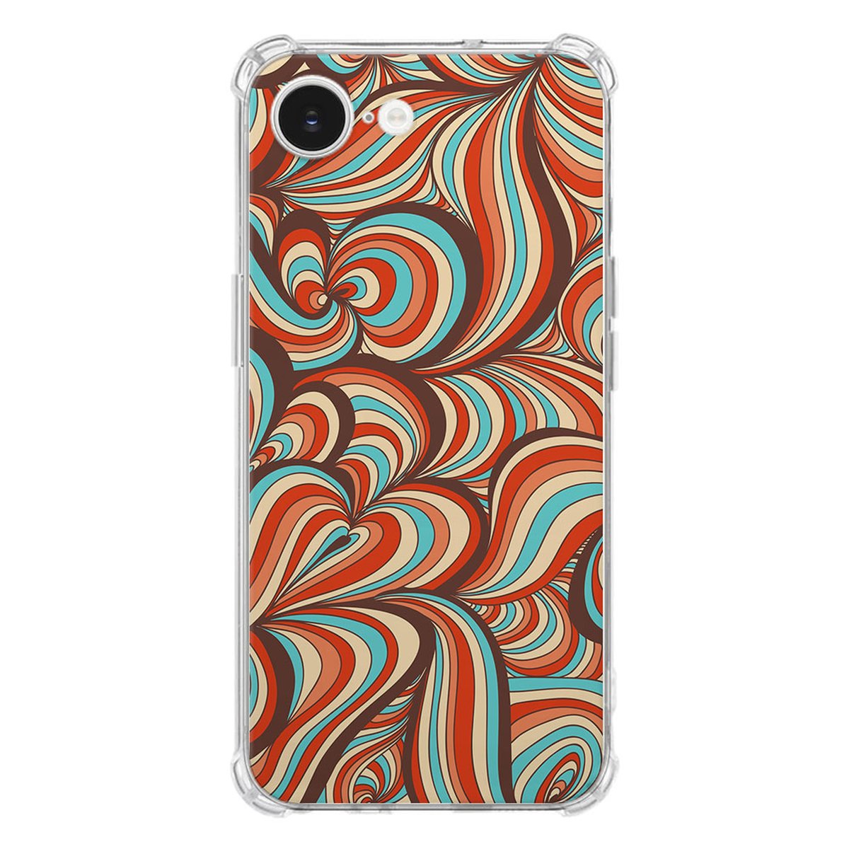 Apple iPhone 16e Hoesje - Retro TPU Antishock retro kleurrijk design achterkant