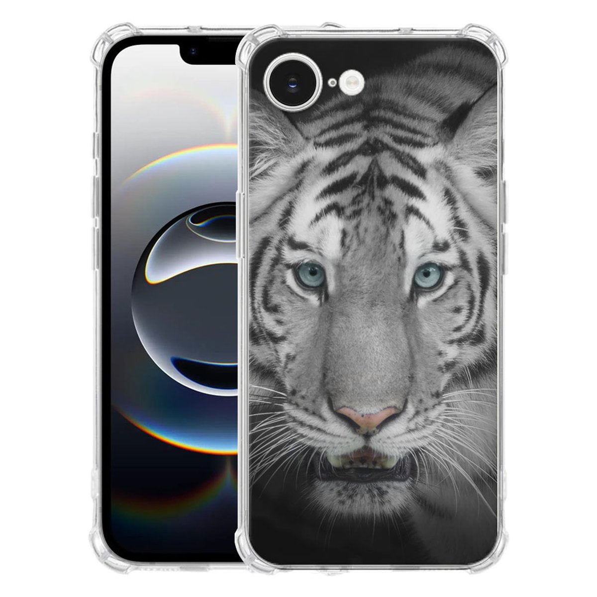 Apple iPhone 16e Hoesje - Tijger TPU Antishock tijger design voorzijde