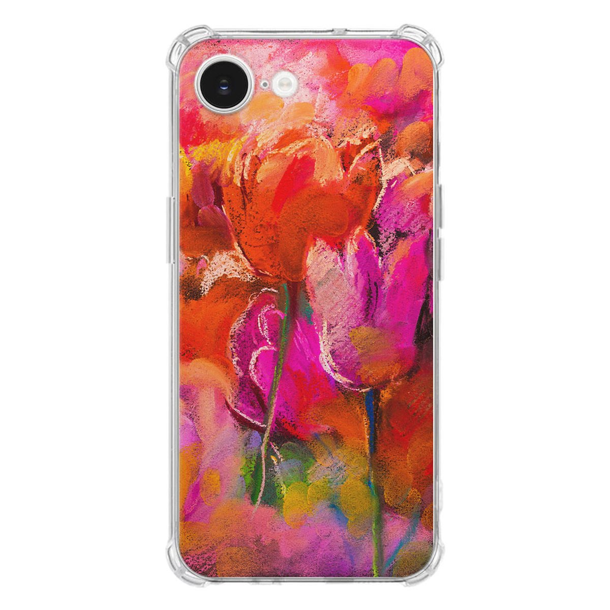 Apple iPhone 16e Hoesje - Tulips TPU Antishock tulpen bloemen achterkant