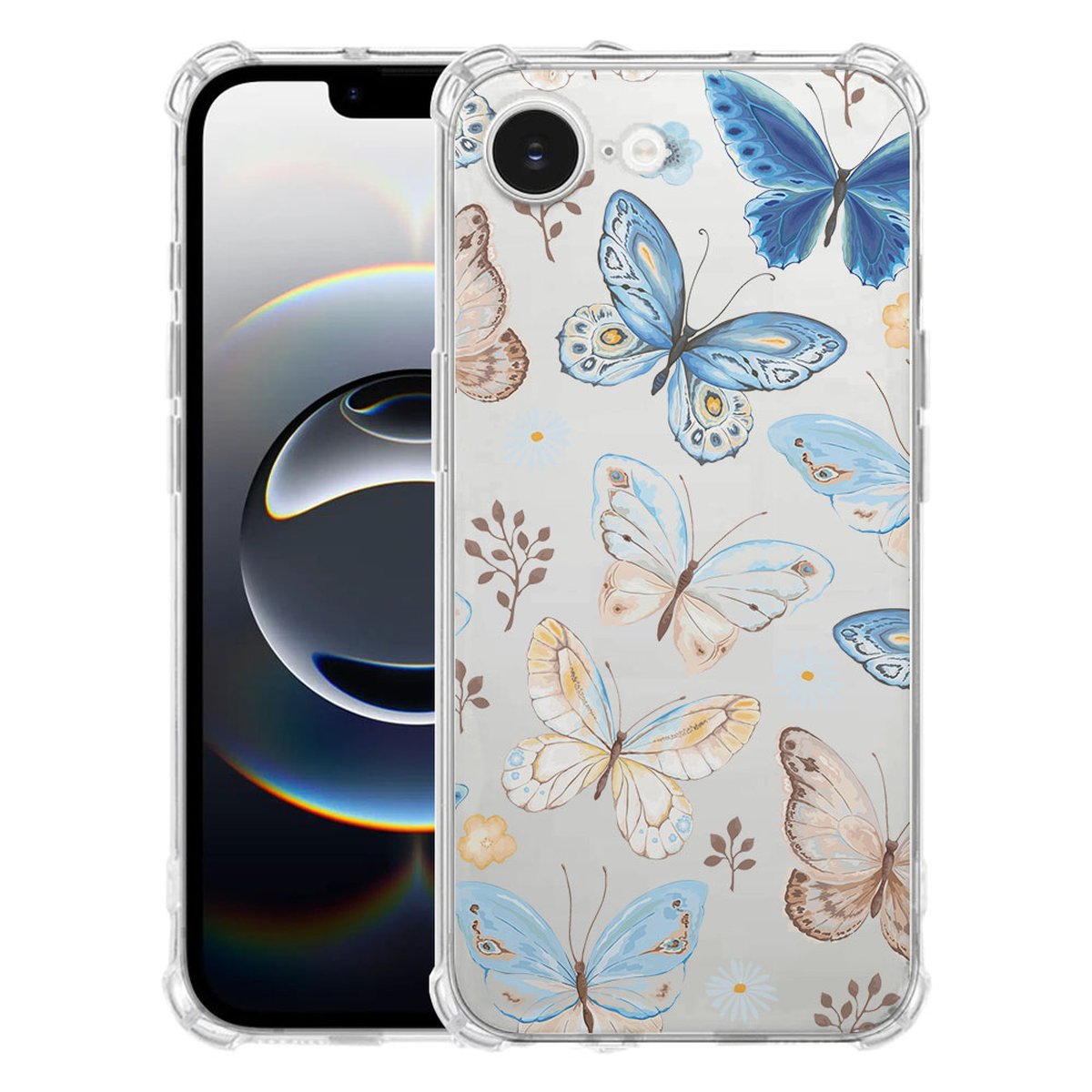 Apple iPhone 16e Hoesje - Vlinder TPU Antishock vlinder design voorkant