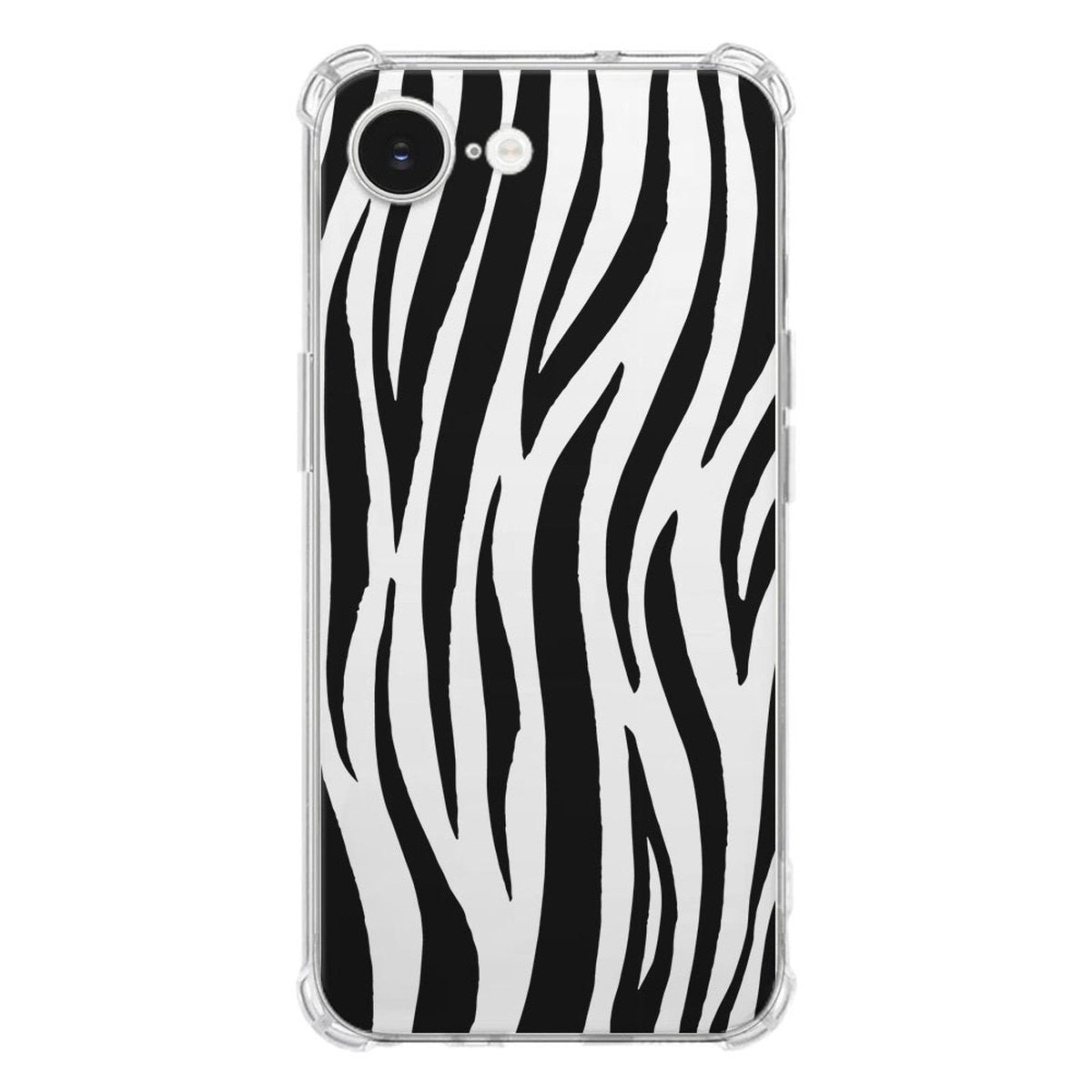 Apple iPhone 16e Hoesje - Zebra TPU Antishock zebra zwart-wit design achterkant