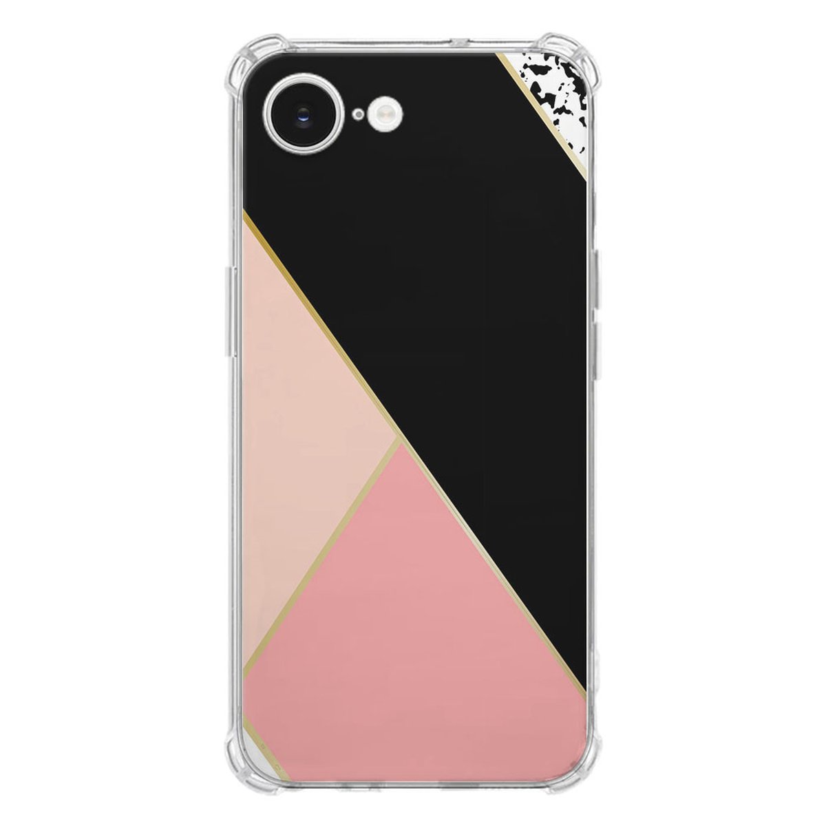 Apple iPhone 16e Hoesje - Zwart Roze Vormen TPU Antishock achterkant design abstract