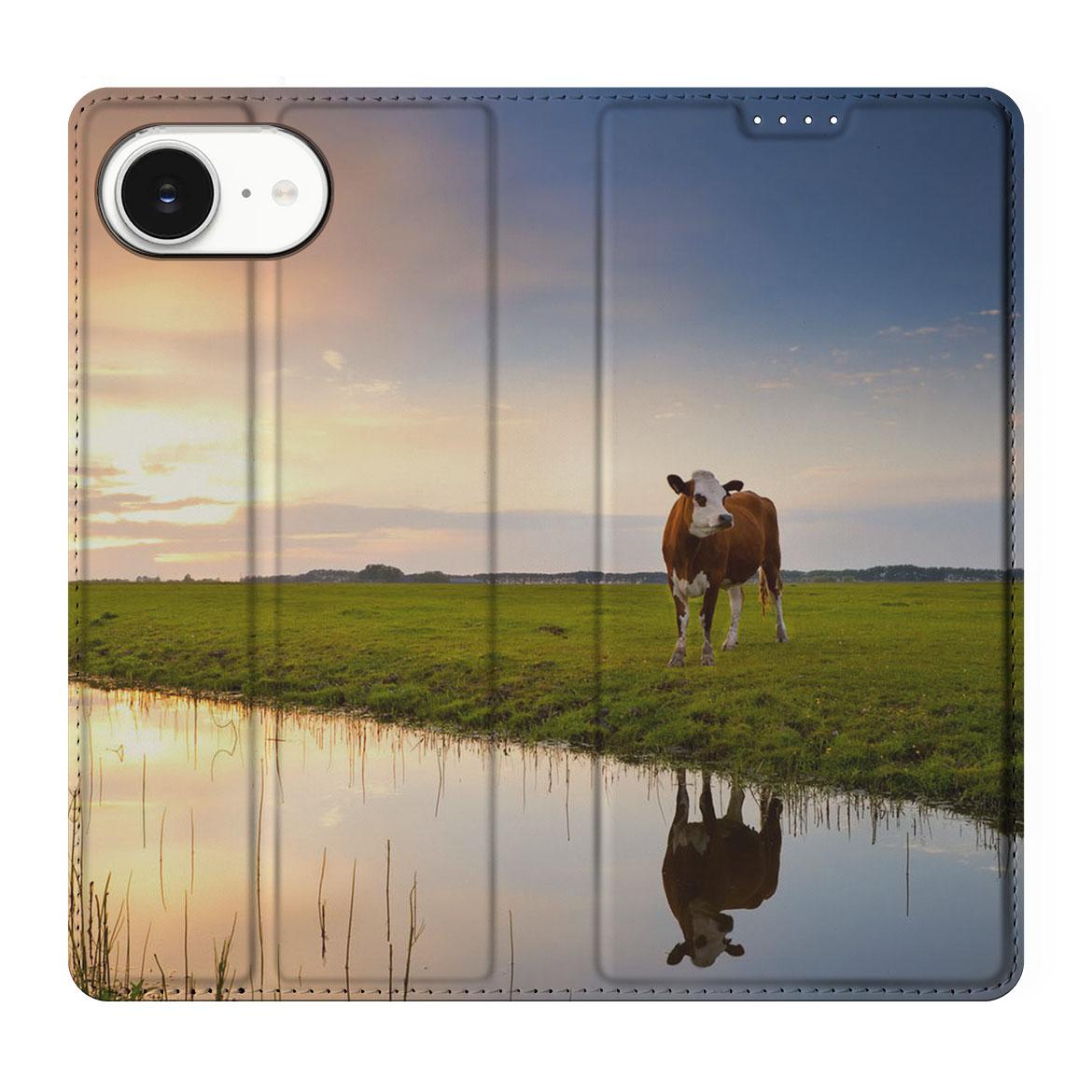 Apple iPhone 16e Hoesje maken Koe koe ondergang zon water