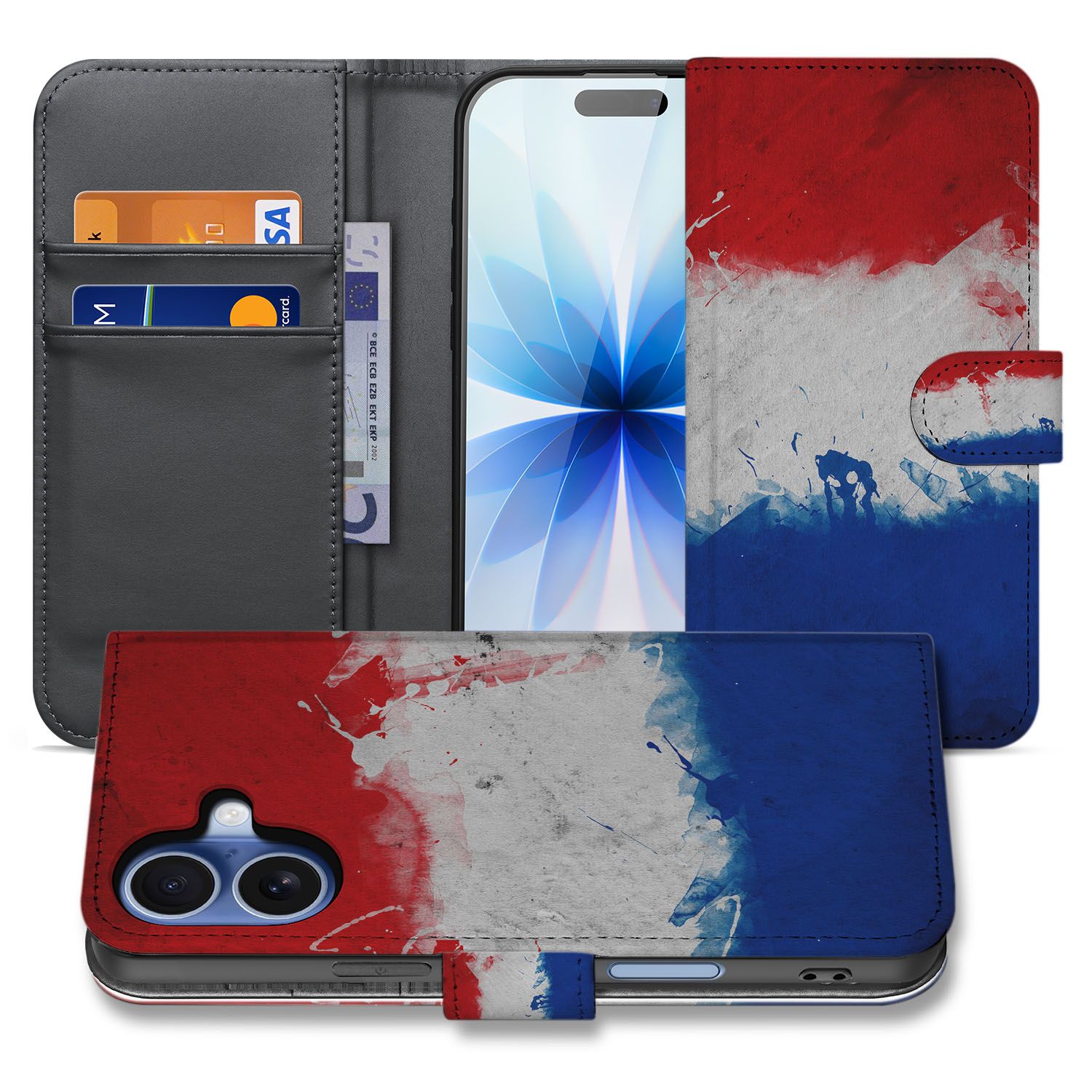 Apple iPhone 17 Bookstyle Case Nederlandse Vlag Met Pasjes boekcase design met pasjes aanzicht