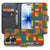 Apple iPhone 17 Hoesje Blokken Design Met 3 Pasjes Kleurrijk bookcase blokkendesign voorkant