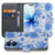 Apple iPhone 17 Portemonnee Hoesje Blauw Bloemen PU-Leer 3 Pasjes design blauw bloemen aanzicht