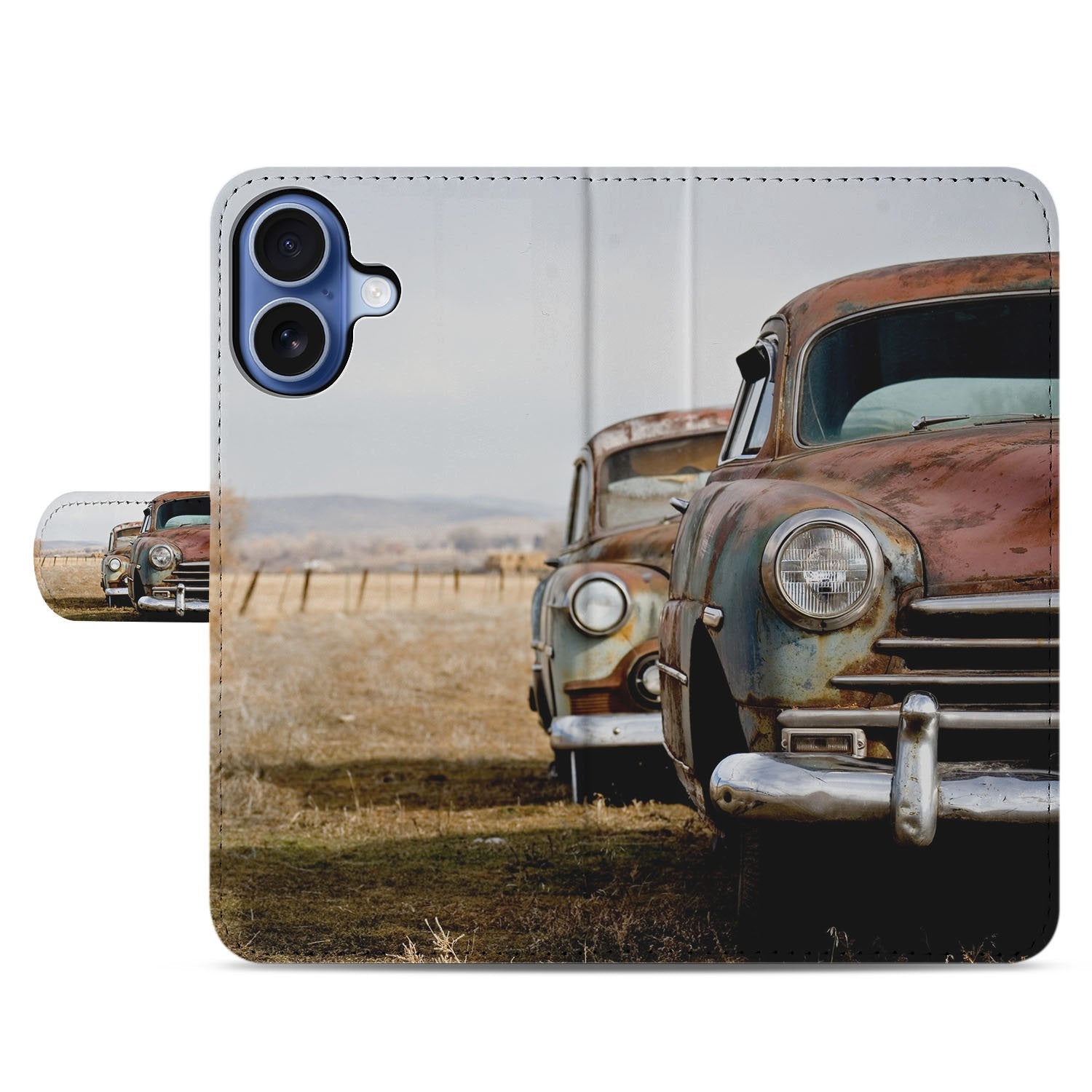 Apple iPhone 17 Portemonnee Hoesje Vintage Auto 3 Pasjes TPU vintage auto voorkant