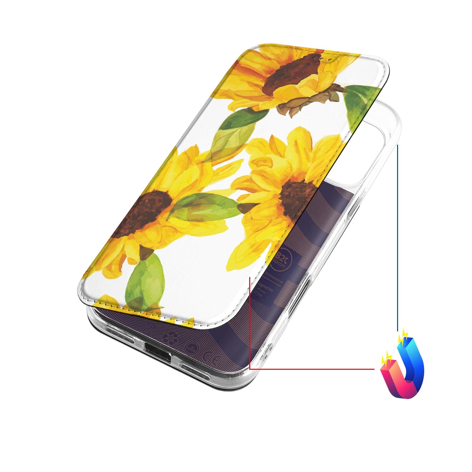 Apple iPhone 17 Pro Smart Cover Hoesje Zonnebloemen zonnebloemen design aanzicht