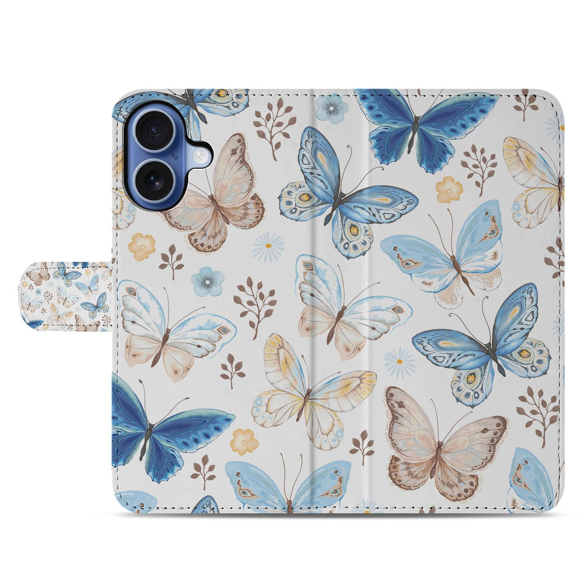 Apple iPhone 17 Vlinder Wallet Hoesje Met 3 Pasjes PU Leder vlinder design voorzijde