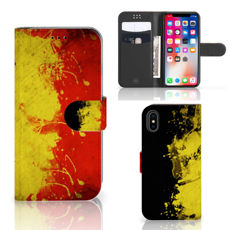 Apple iPhone X | Xs Bookstyle Case België hoesje Belgische kleuren voorkant achterkant