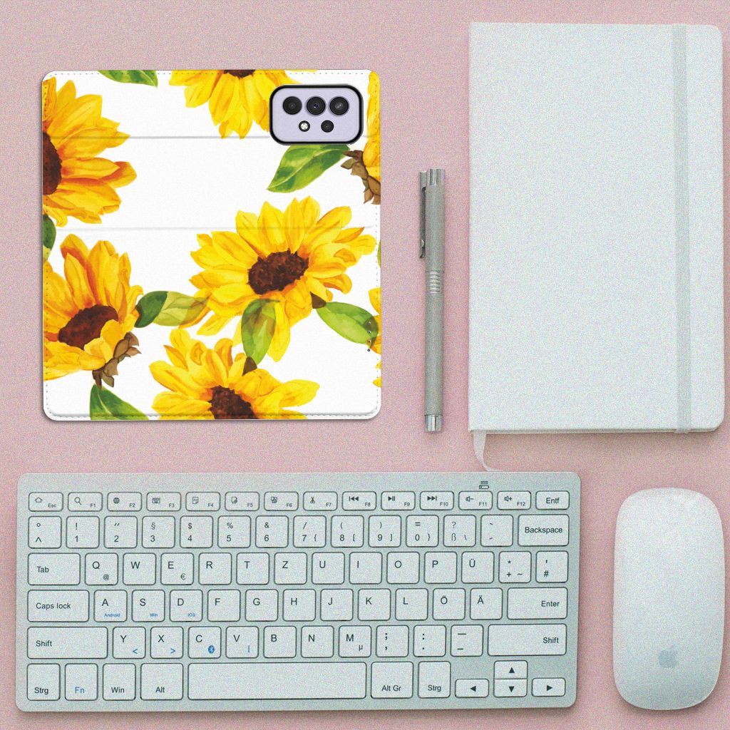 Samsung Galaxy A33 5G Smart Cover Zonnebloemen bovenaanzicht
