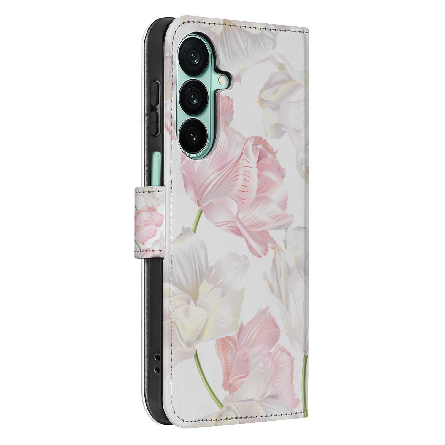 Samsung Galaxy A27 bookcase Lovely Flowers, detail van het stiksel
