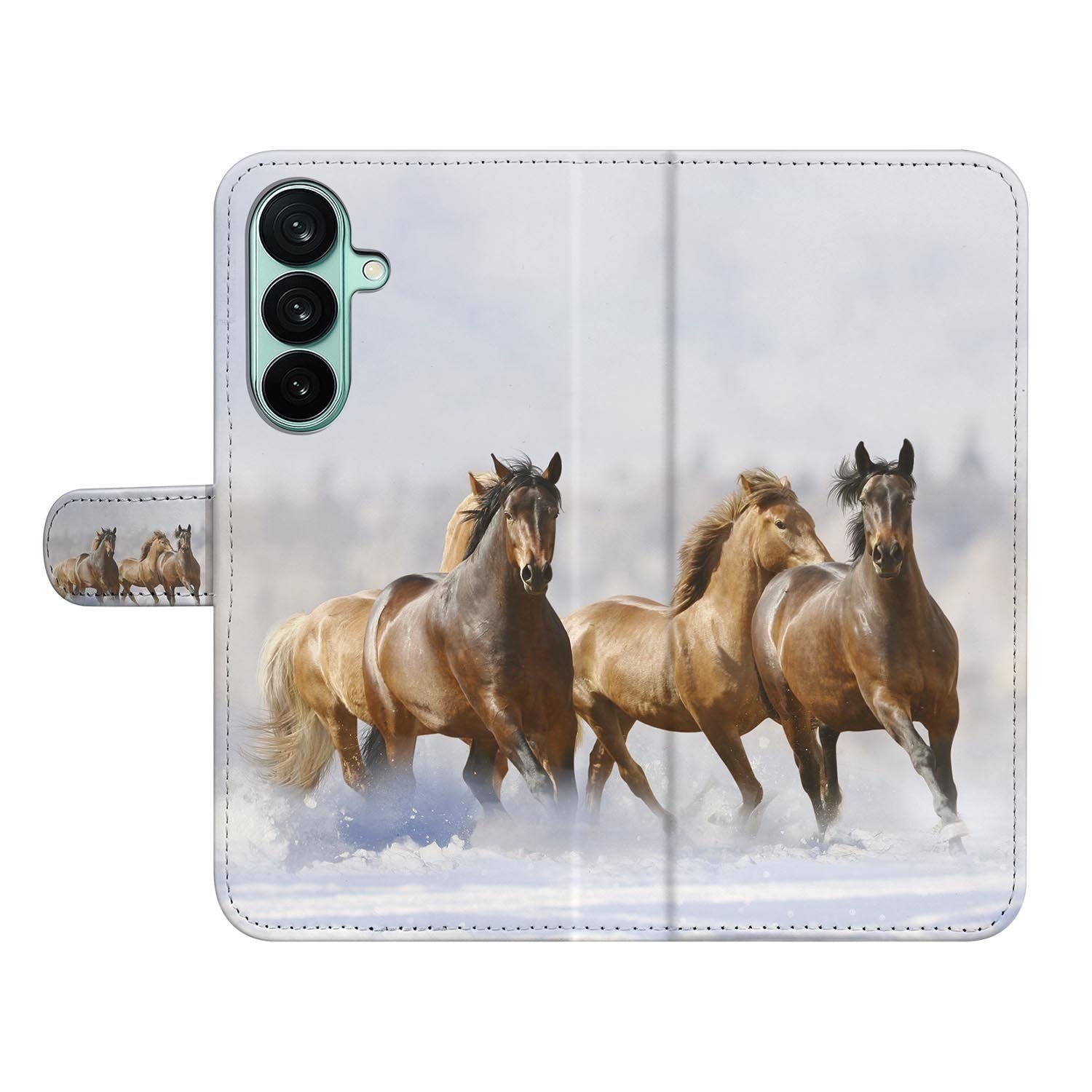 Samsung Galaxy A27 bookcase Paarden, open met pasjesvakken